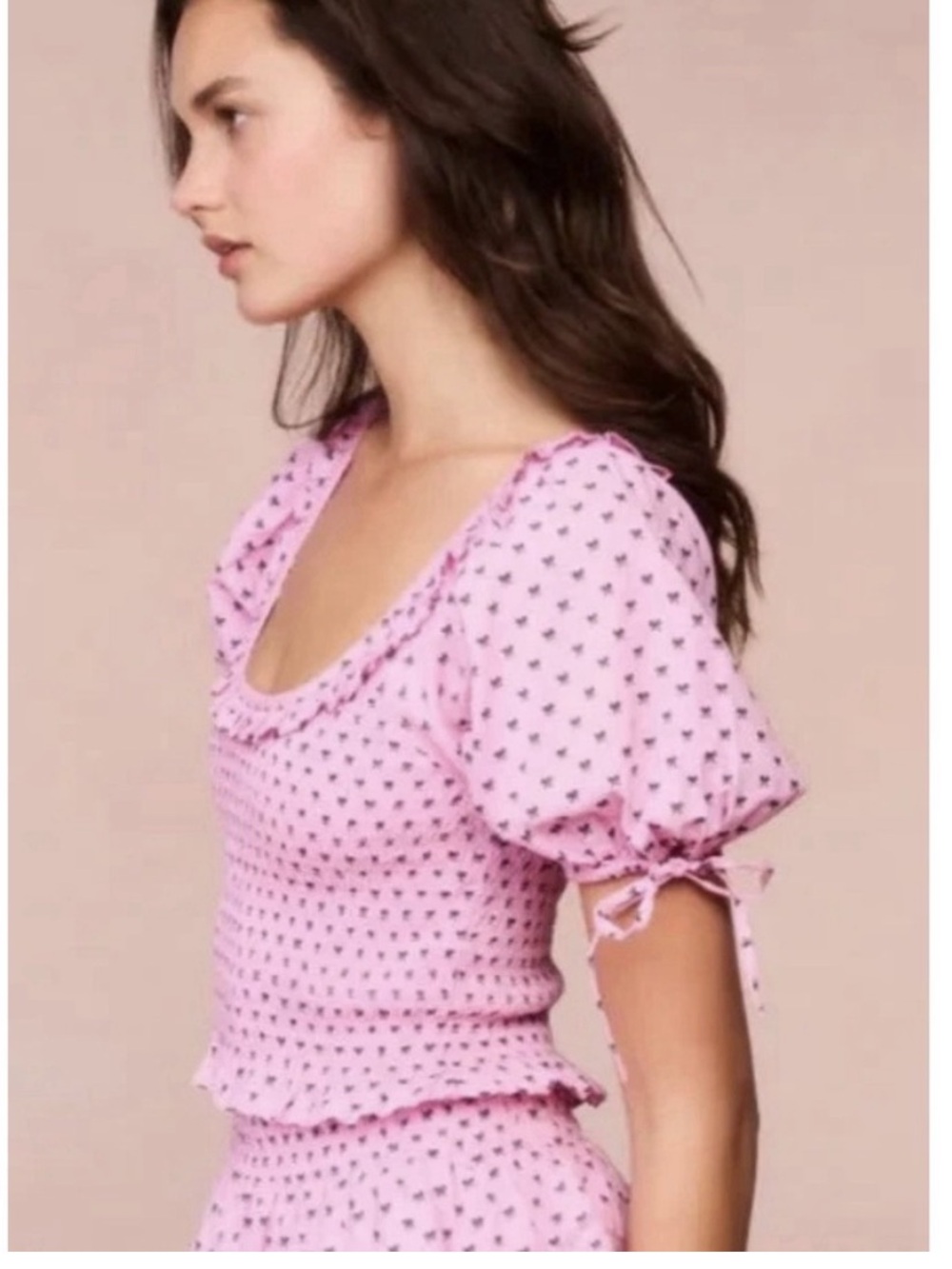 LoveShackFancy Molly Smocked Top in Classic Pink.Key DetailsDesign Pink Size XL - Picture 10 of 10